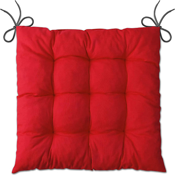 Set med 4 stolsdynor röda (40x40x6 cm) - dynor för trädgårdsstolar, köksstolar eller matstolar - bekväma stolsdynor{f2}