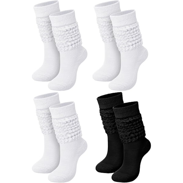 4 par slacksockor för kvinnor, flickor och barn - Staplade strumpor, stövstrumpor