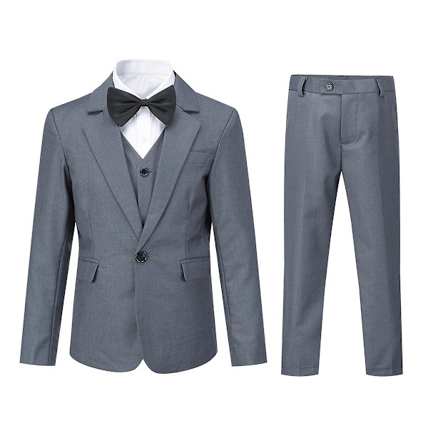 Sliktaa Pojat 3-osainen Slim Fit -puku, Blazer, Liivi ja Housut, Harmaa Grey 90CM