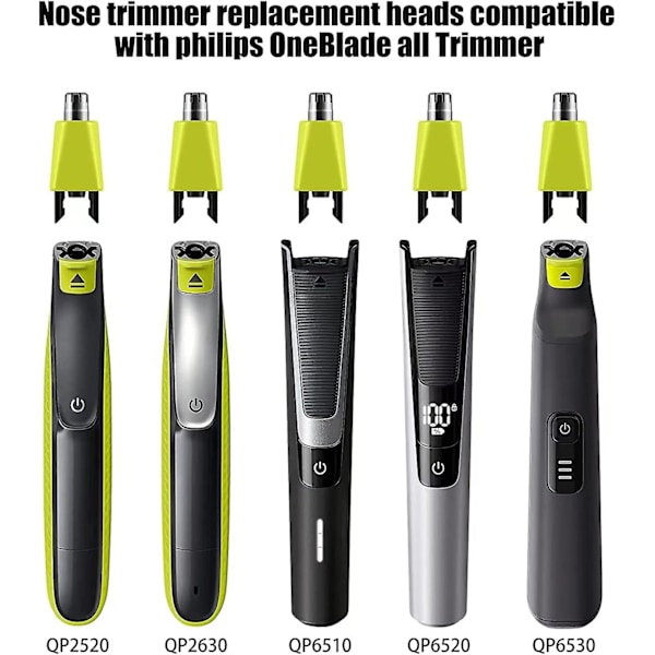 2-pak erstatningshoveder til næsehårstrimmer, ørehårstrimmer og øjenbrynskam, kompatible med Philips Norelco One Blade og One Blade {F2}