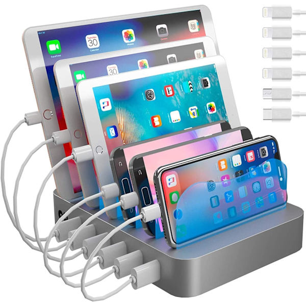 Robust Multi-Enheds Ladestation, med 6 USB Hurtig{f2}