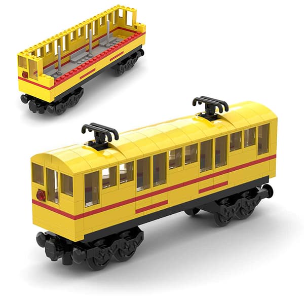Togbane byggeklosser sett, bybanevognmodell, DIY konstruksjonsleke for barn**Container tog Container train