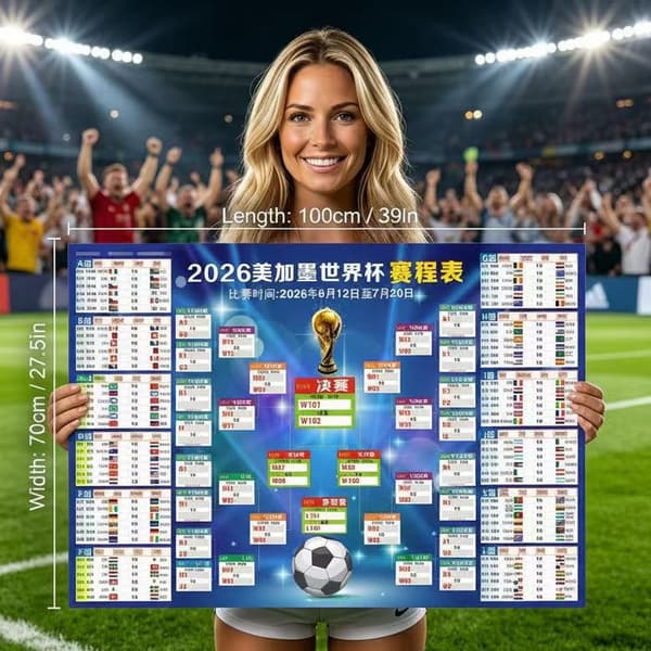 2026 VM Kampprogram Plakat Fodboldturnering Kampplan Vægkort