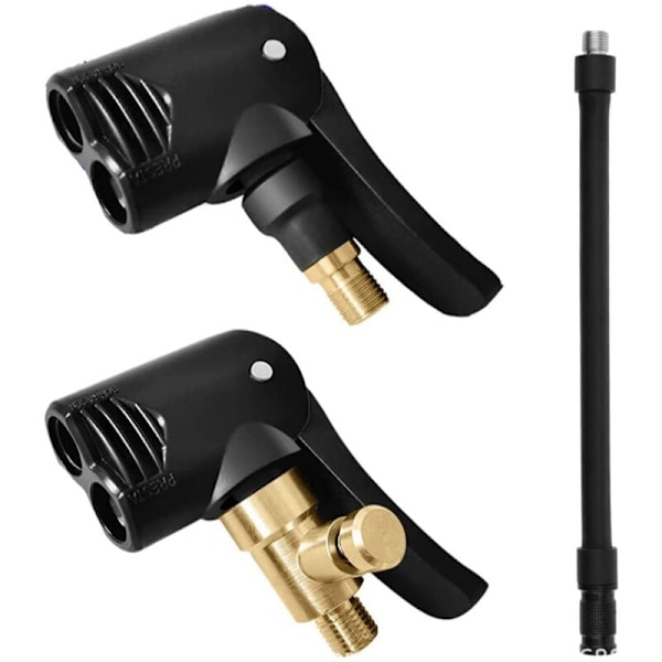 stk Bilventil Inflator Dyse Adapter Gjenget Erstatningspumpehode med Dobbel Ventil for Bil, Sykkel og Motorsykkeldekk