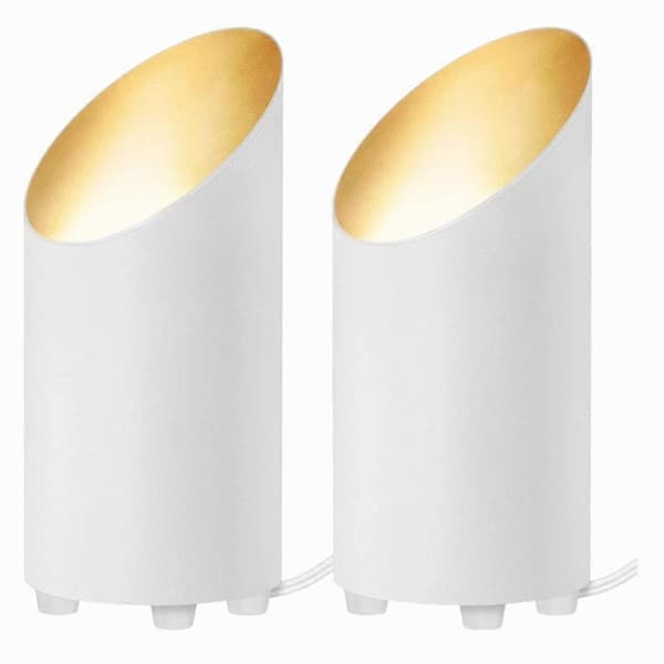 2-pakning innendørs gulvbokslys, 5W opplys med 2700K LED GU10-pærer, opplysende gulvspotter EU-plugg White Eu plug