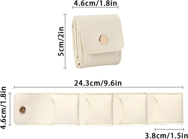 Mini resesmyckespåse, vikbar multifunktionell resesmyckesväska, med spänne, mjukt foder och vattentät. white