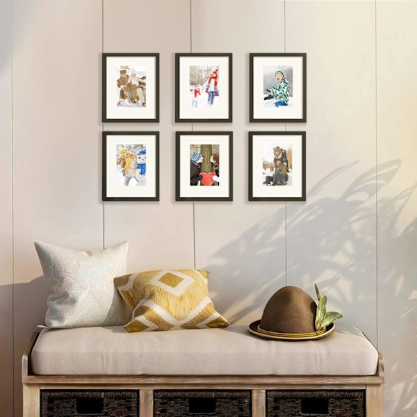 upsimples 8x10 Billedramme, Vis Billeder 5x7 med Passepartout eller 8x10 uden Passepartout, Væghængt Foto Ramme, Sort, 1 Pak