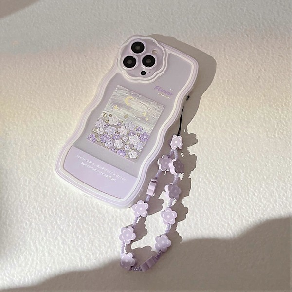 Kompatibelt med iPhone 11 Skal med Sött Lila Blommönster Design Estetiskt Kvinnor Tonåringar Flickor Blom Linsskydd Skal för iPhone{f2}