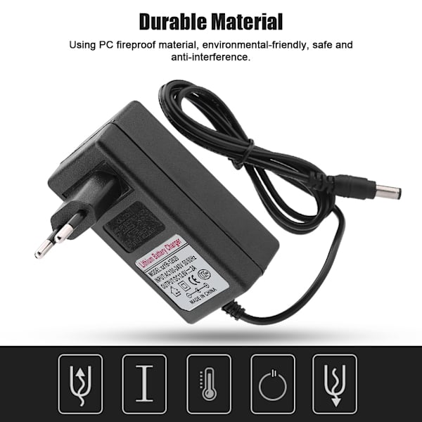 12.6V 2A DC strømadapteroplader til lithium-ion-batteri 100-240V EU-stik(f2)