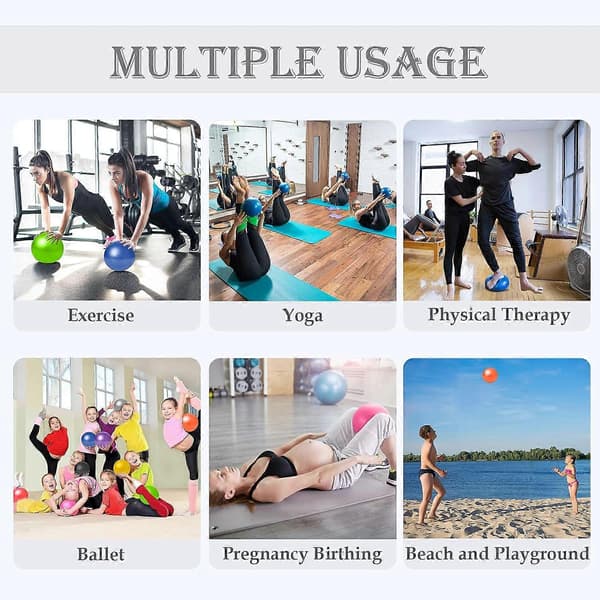 Liten Pilatesboll 9 Tum, Terapi- & Träningsboll för Yoga, Coreträning, Balans & Fysioterapi 2 Gray Balls