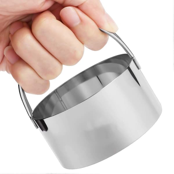 Kakeformer med håndtak - Runde sirkler i rustfritt stål, smultringform, kakeform for baking M{F2} silver