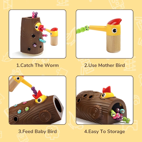 TOP BRIGHT Montessori-leker for 2-åringer - Magnetisk fuglematingslek for finmotorisk utvikling for gutter og jenter