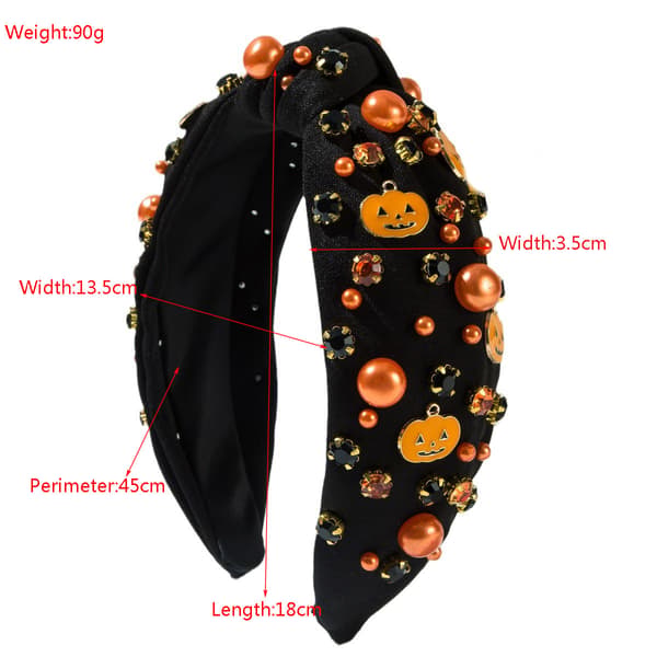 Halloween Hårbøjle til Damer Perleknude Hårbøjle til Ferier Sort Orange Hårpynt