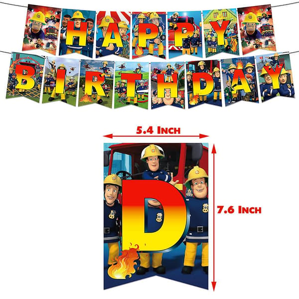 Brannmann Sam Tema Bursdagsfest Pynt Ballonger Banner Kake Topper Sett Kit