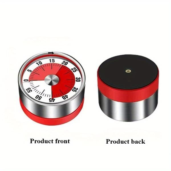Magnetisk køkkentimer i rustfrit stål, mekanisk nedtællingstimer til madlavning Black 1PC
