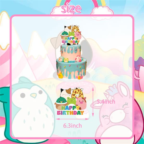 Squishmallow Bursdagsfest Dekor Ballong Kake Toppers Sett z{f2}