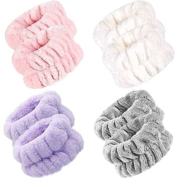Håndledsvaskebånd Mikrofiber Håndledsvaskehåndklædebånd Håndledsbånd Scrunchies til Ansigtsvask Absorberende Håndledssvedbånd til Kvinder Pandebånd 1pair light pink