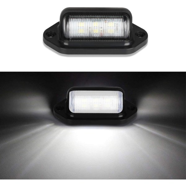 2 stk. LED-nummerpladelys, vandtæt, 6 SMD LED-baglygter, nummerpladelampe til 12V/24V lastbil, varevogn, trailer, bil, campingvogn