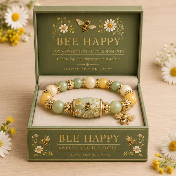 Grönt bi pärlarmband handgjort stretch lyckoarmband sött modesmycke present Green bee