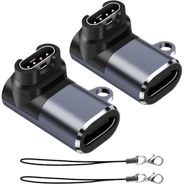 Kellon lataussovitin (2 kpl), USB C Type-C naaras-uros, lataussovitin yhteensopiva Garmin Fenix7/7S/7X/6/6X/6S jne. kanssa{F2]