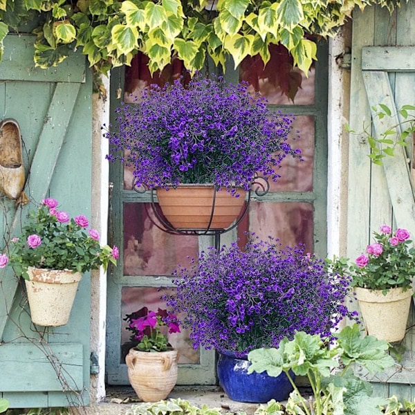 10 Stjälkar Konstgjorda Buskar 37cm Utomhusväxter Konstgjorda Blommor Plast Konstgjorda Blommor Inomhus Utomhus Balkong Kontor Bröllop