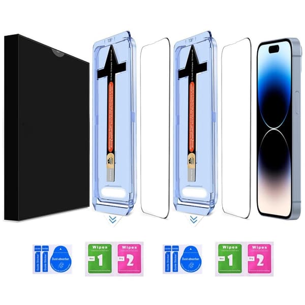 iPhone 14 Pro Max 2-PAKNING Skjermbeskytter Full Dekning Herdet Glass 172