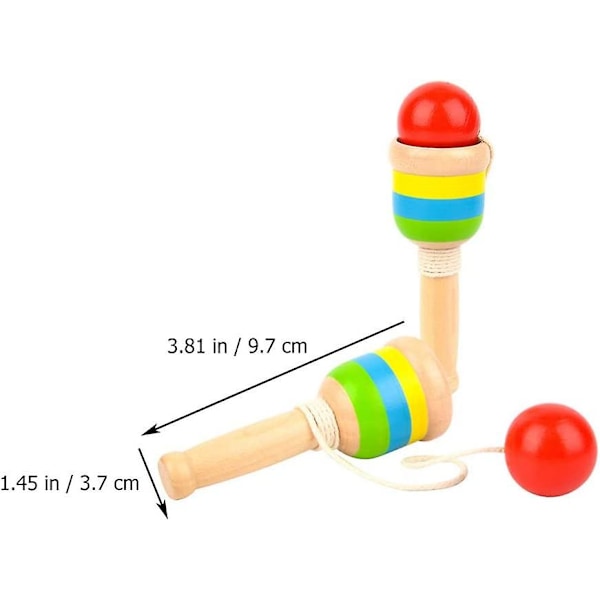 2 stk. Mini Træ Fangbold, Fangbold Hånd-øje Koordination Undervisningsspil Kendama Spil Perfekt Til Børn Undervisningsspil