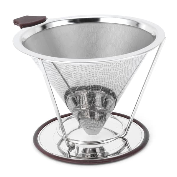 Kaffefilterholder i rustfrit stål, mesh-tragt 1-6 kopper køkkenredskaber{f2}