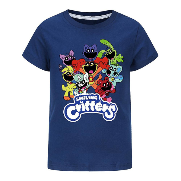 2024 Smiling Critters T-shirt til børn Tegneserie Catnap Hoppy Hopscotch Fans Drenge Piger Casual Kortærmet T-shirt Blå Navy Blue 13-14Years