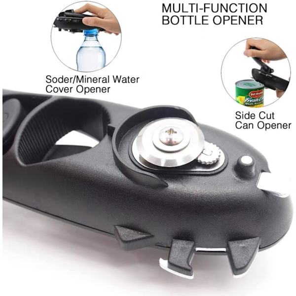 8-i-1 Multifunktionel Magnetisk Dåseåbner Manuel til Køkken Gadgets Sort Ølflaskeåbner Camping Essentials