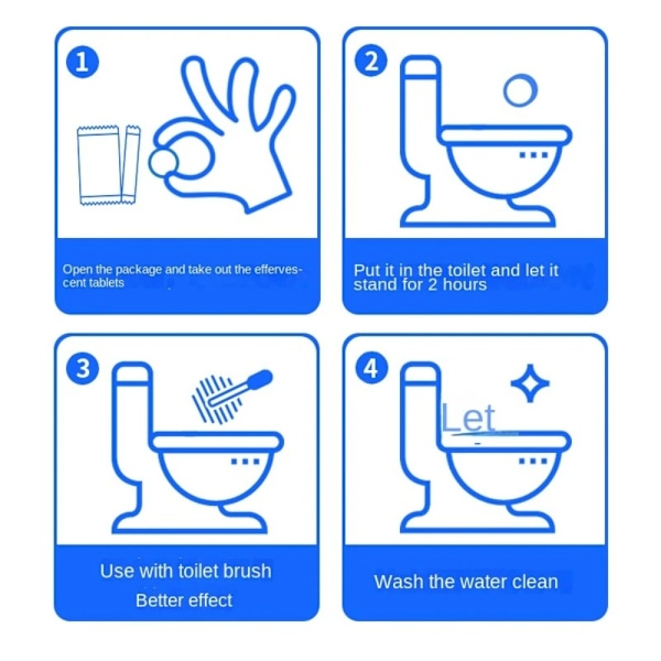Toiletkumme Rengøring Brusende Tablet BLÅ blue