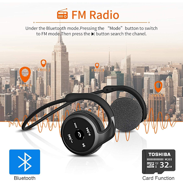 Bluetooth-hörlurar Sport, trådlösa hörlurar Sport on Ear-hörlurar
