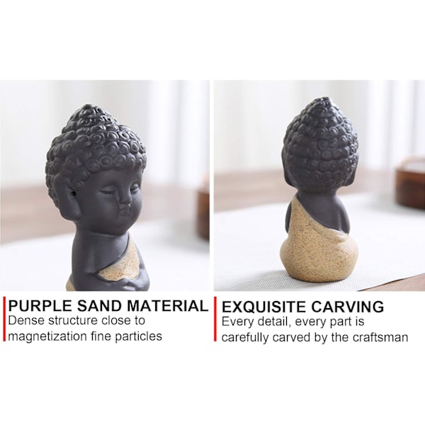 {hw}4 stk. Mini søde Buddha-statuer i keramik, små nuttede munkefigurer