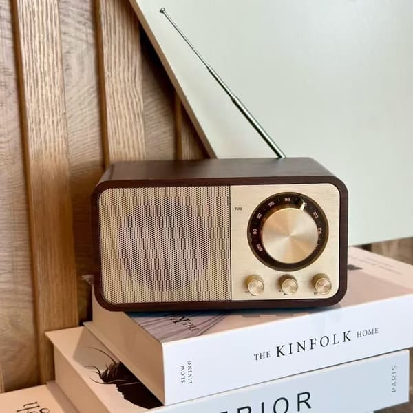 Retro Bluetooth-høyttalerradio med antenne – USB- og TF-kortstøttet trådløs lyd, hjemmeutgave