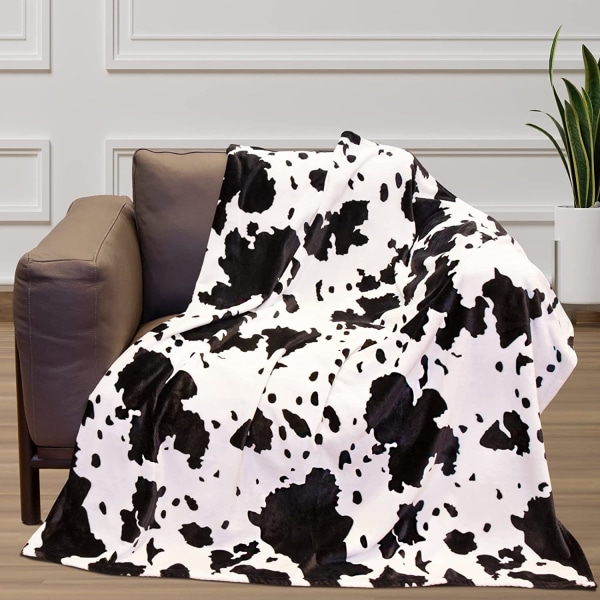 Filt — Cow Print filt — Mjölkmönster flanellfilt för tupplur, utomhus varm filt 100 cm × 150 cm