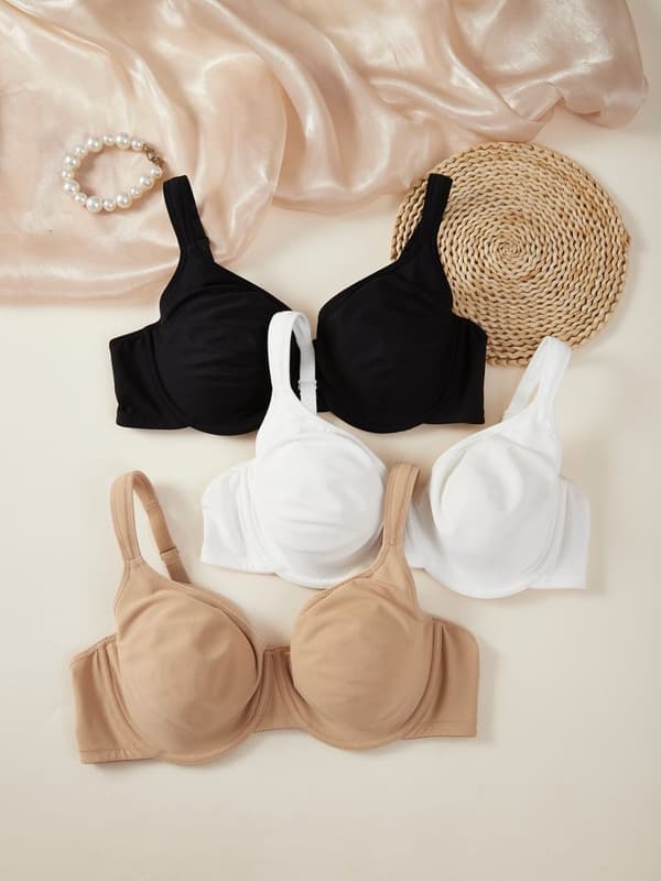 Dame BH med fuld dækning, Plus Size Sømløs Trådløs BH, Hverdags Komfort Undertøj*85D*Hvid White 85D