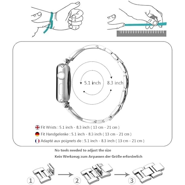 Smyckesklockarmband för iWatch Armband Serie Dam Kristall Diamant Armband Rostfritt Stål Band Silver Silver 38/40/41mm
