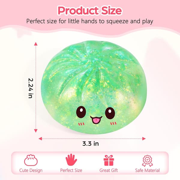 Sällsynt Sugar Dumpling Squishy, Glitter Bao Bun Klämleksak, Stresslindrande Sensorisk Leksak (Grön)（F2） green