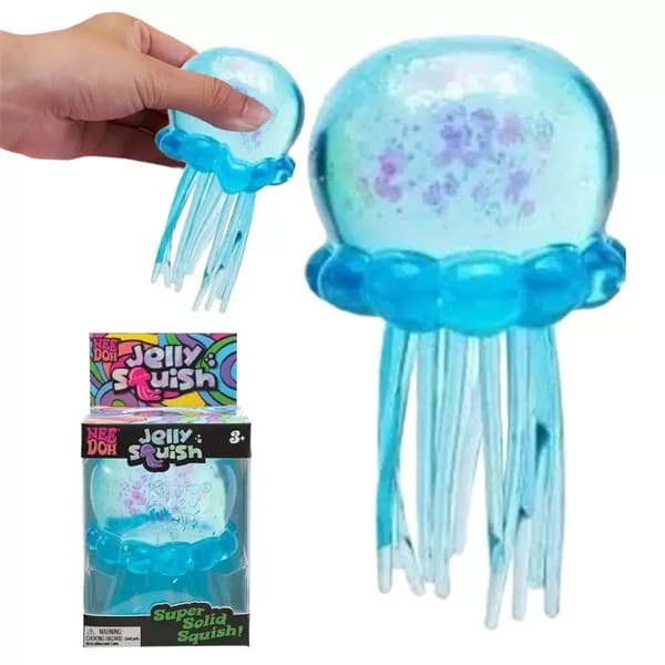 NeeDoh Jellyfish Jelly Squish Stress Fidget Sensorisk Klämleksak för Barn Vuxna Blue