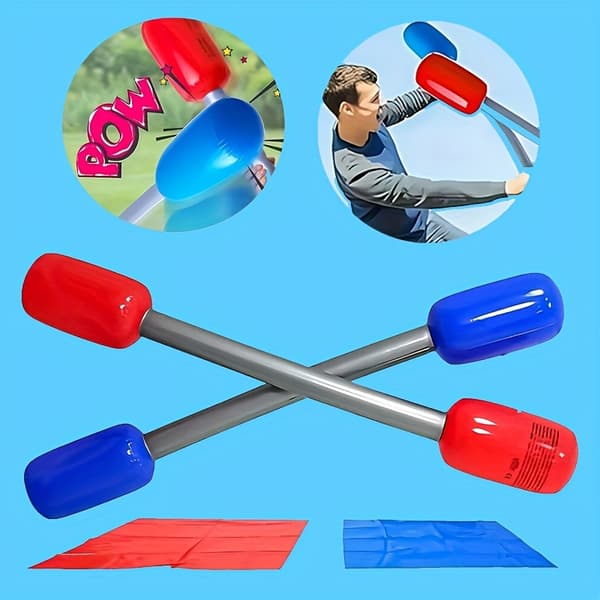 Oppblåsbart boksesett med puter til fester 2pcs Mat + 2pcs Rods