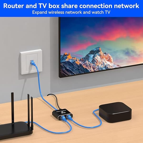 RJ45 Switch med Port 1000 Mbps Netværk 1 til 2 Gigabit Ethernet Splitter Kompatibel med Computer, Switch, Router, TV Box(f2)