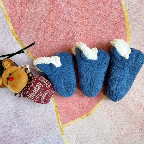 {hw} Vinterstrømper Termiske Strømper Fluffy Tykke Strømper Hjemmesko B Sort 26-31 (indvendig 18-21cm)