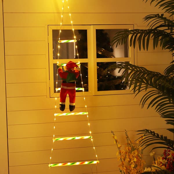 Julenisse Stigelys, egnet for juleborddekorasjon, julebelysningsdekorasjon, hagedekorasjon Warm White 6 ladders