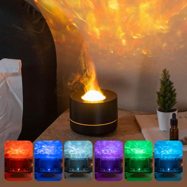 Luftfukter - Luftfukter for soverom - Eterisk olje-diffuser med roterende galakselys - Aromaterapi-diffuser med 7-farget LED - Kjølig tåke-luftfukter...