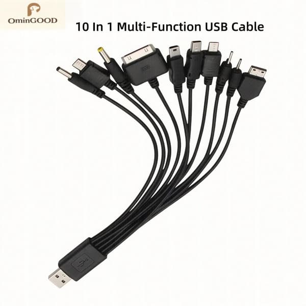 Bærbar 10-i-1 multifunksjons USB-ladekabel universell multiplugg telefonladerkabel kompatibel med alle Android-smarttelefoner 1pcs No