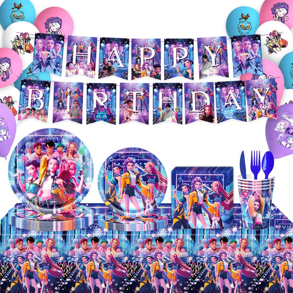 Festutstyr K Pop Tema Dekor Servise Sett Bursdagsfest Dekorasjonssett for Barnefans Feiring**20 servietter 20 tissues