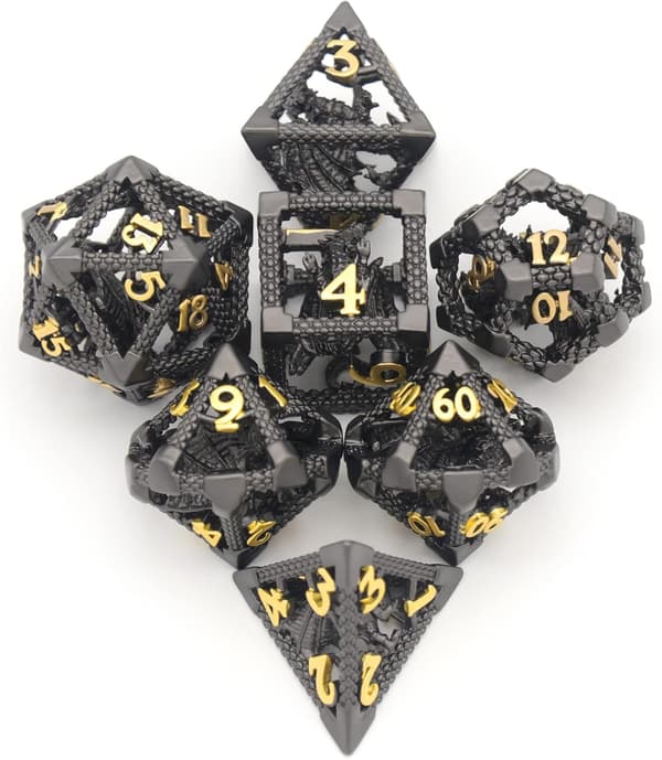 Black Gold Flying Dragon Metal Kit, Mangfoldigt hul rollespil, der er egnet til RPG MTG Desktop