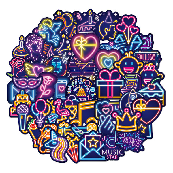 100 neon graffiti klistermærker[f2] F