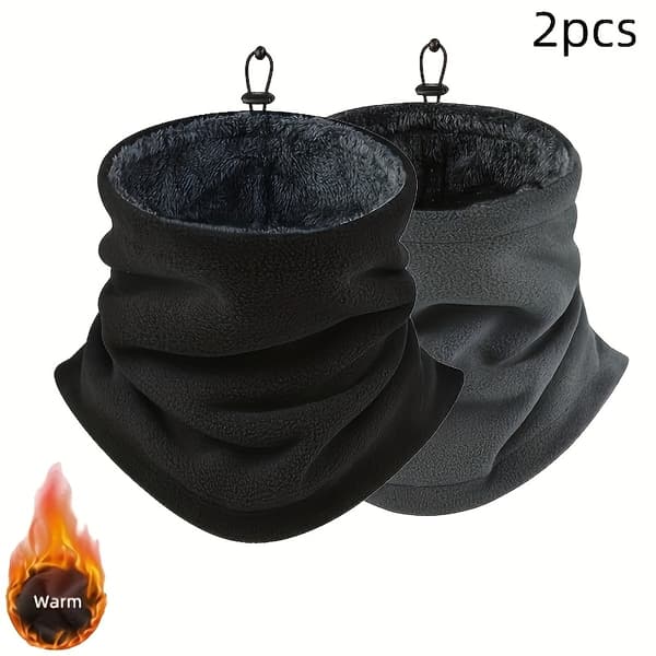 Termiska halsvärmare för män – Vindtäta, ventilerande vinterhalsdukar (2 st) – Hemmabruk Black + Navy Blue
