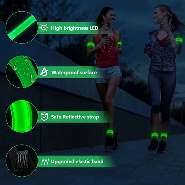 2 stk. Genopladelige LED-armbånd, LED-reflekterende løbearmbånd